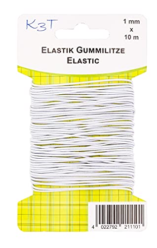 K3T 81110 Elastik-Gummilitze rund, 1mm x 10m, weiß