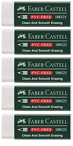 Faber-Castell 188121 - Radierer 7081 N PVC-Free, Kunststoff (5 Radierer, weiß)