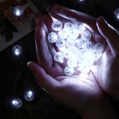 LED Ballons Lichter, 60 Stück Ballonlichter Mini LED Licht, Leuchtkugeln Mini, LED Kugeln Klein Luftballon Lichter für Papierlaterne, Geburtstag, Hochzeit, Weihnachts Party Deko (Kaltes Weiß)