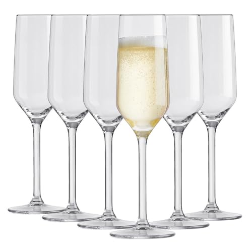 Murago - 6er Set Elegance Champagnergläser für ca. 210ml - Sektgläser europäische Sektglas Prosecco 6 Stück Champagner Gläser Trinkglas Trinkgläser Elegant spülmaschinenfest Glas