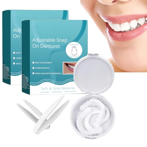 YANINEE 2 Paare Zahnersatz zum Aufstecken, Veneers Zähne zum Aufstecken Oben und Unten, Zahnersatz Prothese Komplett