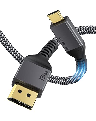 USB C DisplayPort Kabel 8K@60Hz Maxonar 4K@60Hz/144Hz/120Hz 5K@60Hz 2K@240Hz Thunderbolt 3/4 zu DisplayPort HBR3 Typ C DP 1.4 für Mac Studio M1 MacBook Pro Mac Mini Galaxy S22-2M [VESA-Zertifiziert]