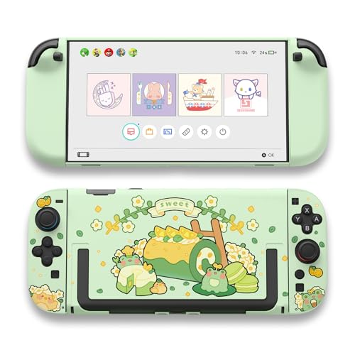 GeekShare Schutzhülle kompatibel mit Switch 2, harte, schlanke PC-Hülle, dockbares Design für Switch 2 Konsole und JC-Controller – Matcha-Frosch