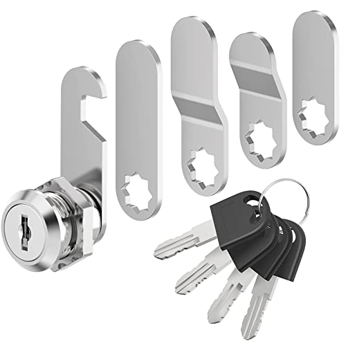 VOCIBO® Briefkastenschloss 4 Schlüssel, Kommt mit 5 Verschiedene Schlossplatten, Briefkastenschloss 16mm, Spindschloss, Durchmesser 18mm Drawer Lock, Hebelschloss für Briefkästen, Schranktüren