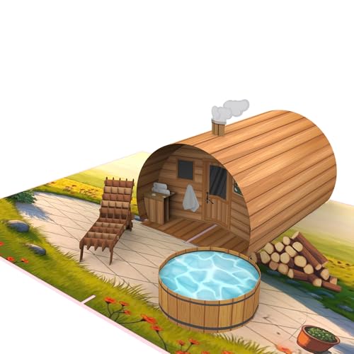 LIMAH® Pop-Up Karte Sauna - 3D Karte Wellness & Spa für Mann und Frau - Wellness Gutschein, Gutscheinkarte Therme, Saunagutschein, Geschenk für Sauna Besuch - für alle Saunagänger und Saunaliebhaber