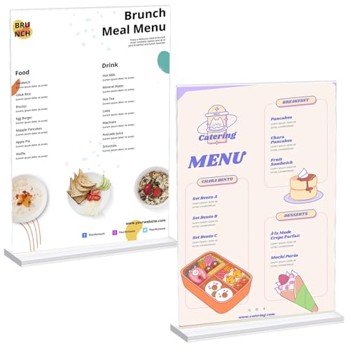 2 Stück A4 Aufsteller A4, Tischaufsteller A4, Acryl Aufsteller, Menükartenhalter, Postkartenständer, Speisekartenhalter, Werbeaufsteller, Transparent Acryl Tischständer für Büro Restaurants Menü