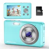 Digitalkamera,HD 1080P Fotokamera Kompaktkamera mit 32GB Karte, 48MP Fotoapparat 2,4 '' LCD 16X Digital Zoom Digital Kamera für Teenager, Anfänger(Blau)