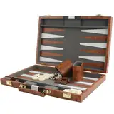 Backgammon Set 15" Klassisches Backgammon Brettspiel Tragbares Reise Strategie Backgammon Spiel Set für Erwachsene Kinder (Braun)