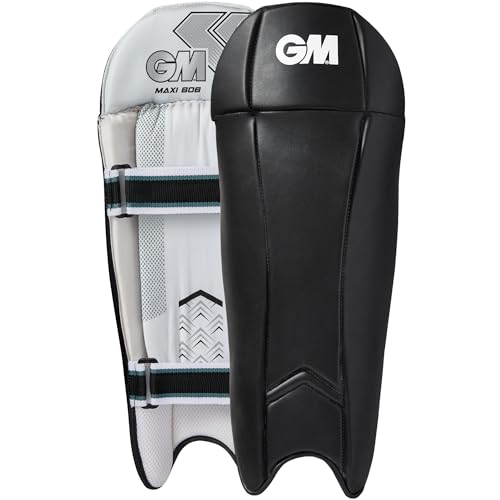 Gunn & Moore GM Cricket Wicket Keeper Keeper Keeping Pads | Maxi 606 | PVC-Verkleidung mit zweilagiger Schaumstoff-Gesichtsfüllung | Netz-Spann | Erwachsene | ca. 1,065 kg pro Paar | 1 Paar | Schwarz