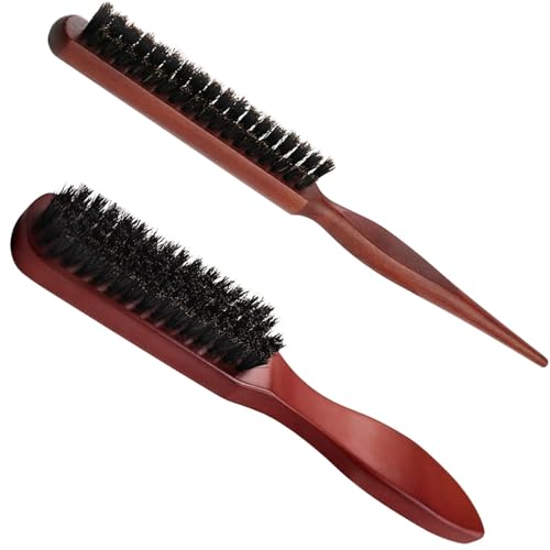 Sularpek Wildschweinborsten Bürste, Teasing Hair Brush Boar Bristle Hair Brush Tail Comb, Haarbürsten mit Wildschweinborsten Sleek Bun Bürste, Weiche Naturborsten, für Haar und Bart Styling