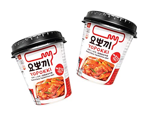 Yopokki Doppelpack Süß & Würzig - Reiskuchen im Becher - Sweet & Spicy Rice Cake Cup - Würzige koreanische Reiskuchen - OG ASIA - 2x 140g