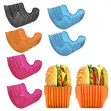 Matsizen Burger Halter,6 Stück Hamburger Halter,Silikon Burger Halter,Burger Holder Silikon,Burger Halter Silikon Wiederverwendbare Burger-Box aus Silikon für Burger-Liebhaber Erwachsene Und Kinder