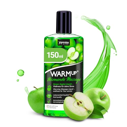 JOYDIVISION WARMup Massageöl Grüner Apfel 150 ml I Massageliquid mit Wärme-Effekt I Massage Öl mit Apfel Duft & Geschmack I Massageöle für Paare I Massage Oil I Massageöl wärmend