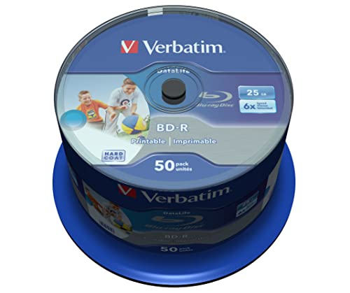 Verbatim BD-R SL Datalife 25 GB - Blu-Ray-Disk - 6-fache Brenngeschwindigkeit - Groß bedruckbar - Hardcoat Scratch Guard - Spindel - 50er Pack