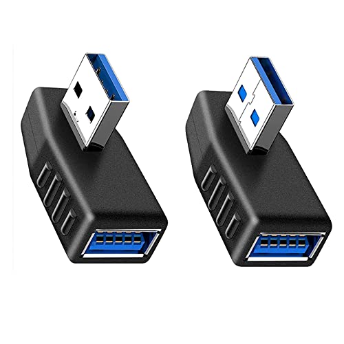 iJiGui 2 Stück 3.0 Adapter, Winkelstecker auf Buchse, 90 Grad Winkeladapter, Linker und Rechter Winkeladapter für Kabeln, Computerzubehör