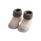 Winterboots Mädchen Kinder Winterschuhe Mädchen Kleinkind Baby Schuhe Socken Einfarbig Patchwork Gestrickte Plüsch Baby Socken Schuhe Für 0 Bis 3 Kinderschuhe Jungen Kinder (Khaki, 25.5 Toddler)