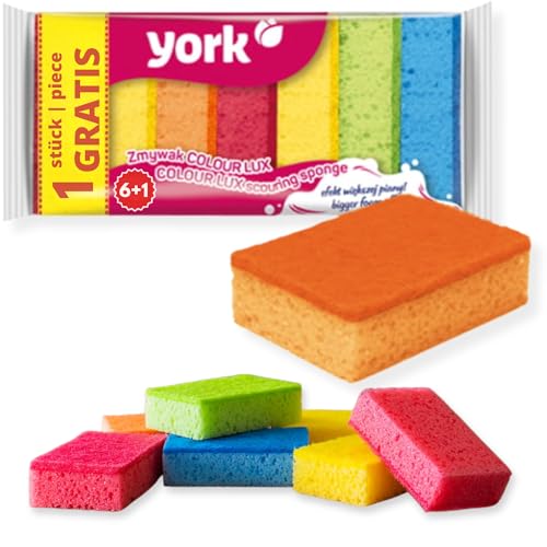 York Prestige Spülschwamm 7er Set Topfreiniger Geschirrschwamm Küchenschwamm Reinigungsschwamm Scheuerschwamm Küche 10 x 7 x 3 cm 7 Stück, viele Farben, Standard, 7