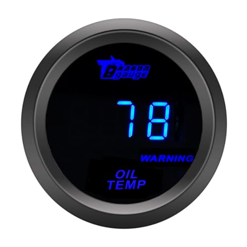 ETOPARS Universelle Auto Öltemperaturanzeige 2Zoll 52mm Auto Öltemperatur Messgerät Digitales Celsius Öl Temperatur Anzeige Öltemp Blau Lichtanzeige Instrument Rauchtönung Len