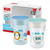 NUK Magic Cup Trinklernbecher | 8+ Monate | 230 ml | auslaufsicherer 360°-Trinkrand | BPA-frei | blau | 2 Stück