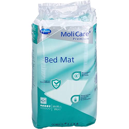 MoliCare Premium Bed Mat 5 Tropfen: Bettschutzeinlage mit saugfähigem Kern aus Zellstoff-Flocken, 60x90 cm, 25 St