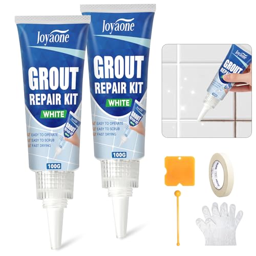 Fugenreparaturset für Fliesen, 2er-Pack Fugenenthärter, schnelltrocknender weißer Fugenstift, Fugenfüller, Fugenaufheller für Bad, Dusche, Küchenfliesenboden und -wand (weiß, 200 g)