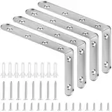 Jeboler Winkelverbinder 125×75mm, 4 Stück 90 Grad Regal Winkel Edelstahl Regalhalterung, L-Förmige Winkel Regal Stuhlwinkel Metall Möbelwinkel für Wandhalterung Regal /Möbel Montage Verstärkung