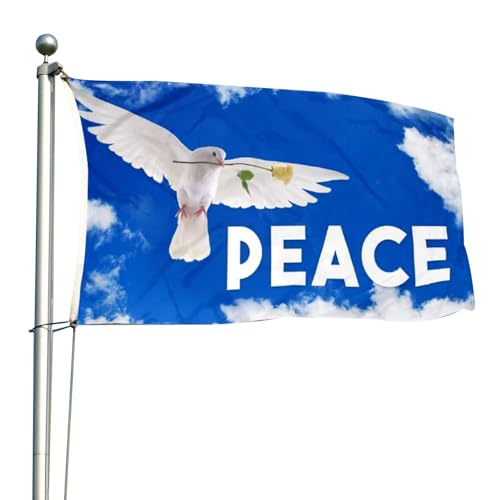 Friedenstaube Flagge,Peace Flagge,Friedenstaube Flagge,dekoratives Banner,Beständig Garten Flagge,Dekorative Fahnen Außenbanner für Drinnen/Draußen/Garten,90x60cm