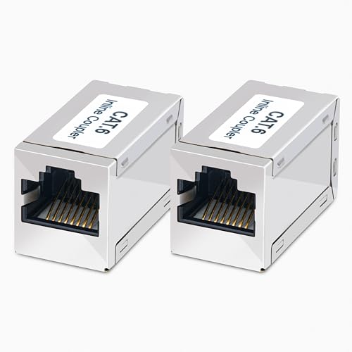 BIGtec 2 Stück LAN RJ45 Kupplung Adapter Ethernet Kabel Verlängerung Netzwerkkabel Patchkabel Metallgehäuse kompatibel CAT8 CAT7 CAT6a CAT5e CAT5