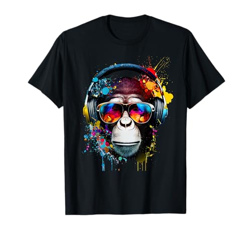 DJ Monkey Affen mit Sonnenbrille T-Shirt