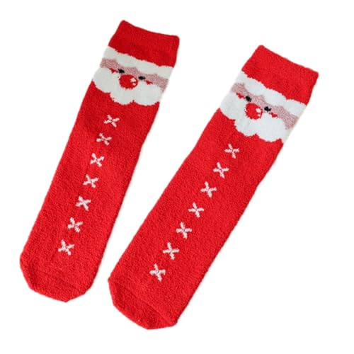 Weihnachtssocken Kinder Jungen Mädchen Kuschelsocken Fleece Thermosocken Haussocken Atmungsaktiv Wintersocken Niedliche Weihnachtsmotiv Warme Mittelgroße Socken