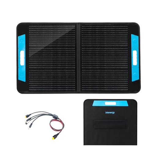 Intenergy 100W 12v faltbares solarpanel,Solarmodul mit ETFE Monokristalline Solarzelle für Powerstation,Verstellbarer Halterung Solarmodul für Tragbare Powerstation Wohnmobil Camping Garten Caravan