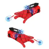 2 Set Spider Launcher Handschuh,Kids Spider Hero Handschuhe,Handgelenk Spielzeug Set,Held Launcher,Lustiges Lernspielzeug Kostüm Requisiten für Kinder (A)