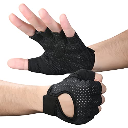 flintronic Fitness Handschuhe, Atmungsaktive Trainingshandschuhe mit Mikrofasergewebe, Rutschfester Silikon Gym Gloves Gewichtheben, Sporthandschuhe für Damen Herren