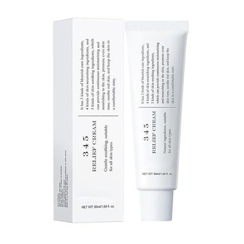 345 Relief Cream - Feuchtigkeitscreme für das Gesicht bei Akne und fettiger Haut - Beruhigend, feuchtigkeitsspendend - Koreanische Hautpflege - Salbencreme,Vegan - 50ml (1 Pcs)