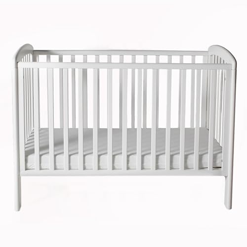 Babybett Lux aus Massivholz,mit Matratze 100% gesteppter Baumwolle, 120 x 60 x 8 cm, Komplett Set,1 in 3 umbaubar Baby- Jugendbett, Gitterbett aus Birke, Kinderbett.