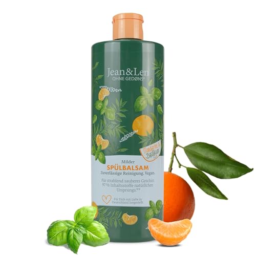 Jean & Len Spülbalsam Mandarine - Basilikum, zuverlässige Reinigung, für strahlend sauberes Geschirr, Geschirrspülmittel flüssig, ohne Mikroplastik & künstliche Farbstoffe, vegan, 500 ml
