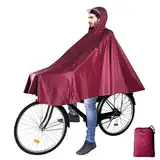 NebulaGlam Regencape Fahrrad, Wasserdicht Radfahren Regen Poncho, Regenponcho Fahrrad Wasserdicht, für Damen Herren Wiederverwendbare, für Radfahren Wandern (Burgund)