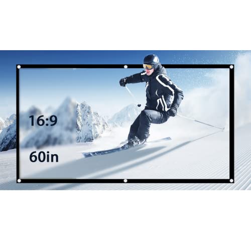 Rolloleinwand Beamer Leinwand,ASHATA Projektion Leinwand 60-120 Zoll Portable Faltbare Beamerleinwand,Tragbar 16:9 Leinwand Heimkino Projektionsfläche für Outdoor-Camping-Film/Open-Air-Kino(60 Zoll)