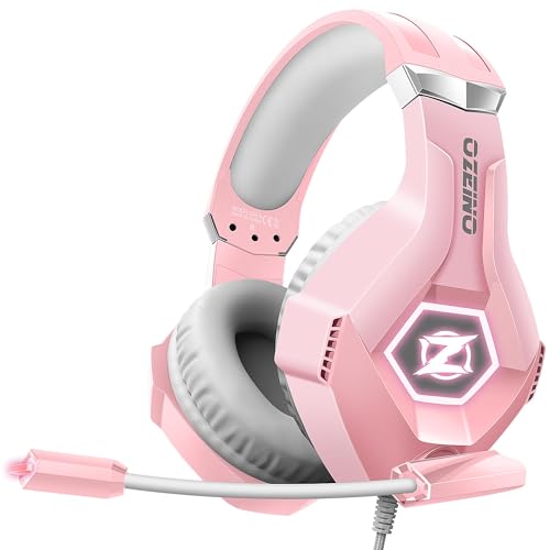 Ozeino Gaming Headset mit Mikrofon 3D Surround Sound Headphones Noise Cancelling RGB Licht