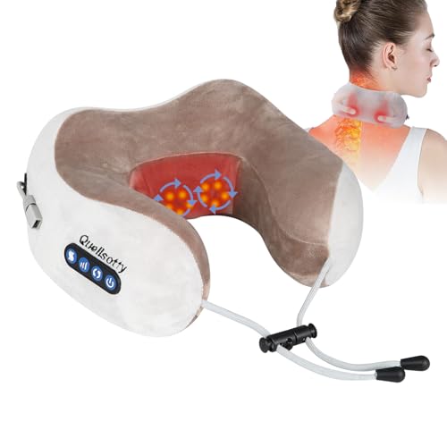 Nackenmassagegerät, Quellsotty Massagegerät Nacken mit Knetfunktion, Elektrische U-förmiges Massagekissen für Nackenentspannung und Schmerzlinderung, Kabelloses Nackenmassagegerät für Zuhause und Büro