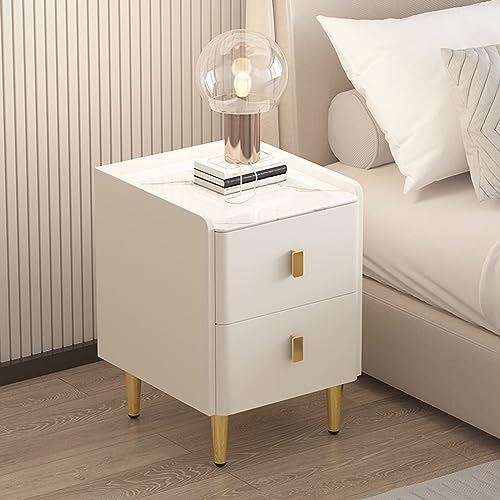 ZFG Nachttisch aus Holz, klein, einfach, ultraschmal, Schlafzimmer, Kleiner Schrank, Aufbewahrungsschrank, Doppelschublade, Breite 25/30/35/40 cm, Höhe 50 cm (Color : Off-White, CH : 25x40x50cm)