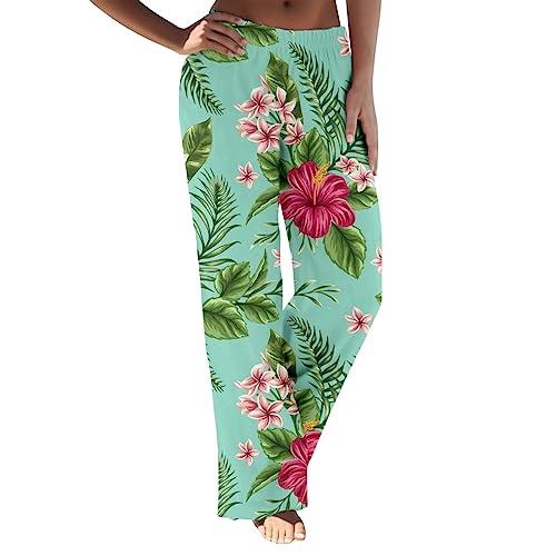 Jogginghose Damen Länge Glänzend - Freizeithose Damen Daily Home Outdoor-Hose mit elastischem Bund Seitentaschen, Freizeithose Sommer Hose Damen Outdoor Hosen für Damen Sommer Leichte (Mint Green, S)