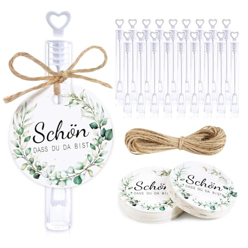 BOFUNX 50 Stücke Seifenblasen Hochzeit mit Schön DASS du da bist Anhänger Etiketten Juteschnur Wedding Bubbles für Hochzeit Geburtstag Verlobung Valentinstag Party Gastgeschenk (Ohne Seifenwasser)