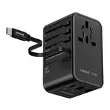 MOMAX Reiseadapter Weltweit 70W GaN mit Ladekabel USB C, Internationaler Universal Adapter mit 2UAB A / 2USB C für USA UK Japan EU Australien Kanada