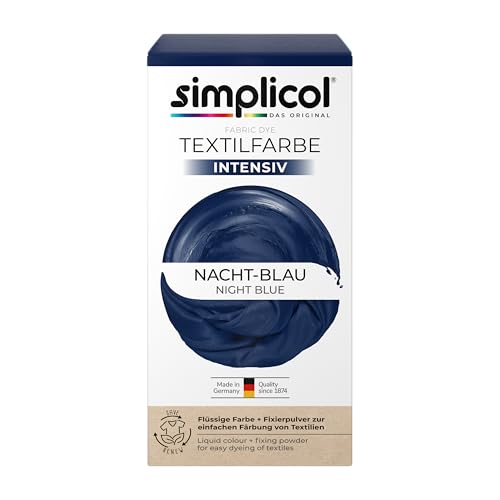 simplicol Textilfarbe intensiv Nacht-Blau | Einfaches Färben in der Waschmaschine | Flüssige Farbe & Fixierpulver | 1er Pack