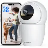 CZEview 3K 5MP Überwachungskamera Innen, 2,4/5Ghz Dual-Band WLAN Kamera Überwachung Innen, Hundekamera Haustierkamera mit APP, 360° Kamera Indoor, Zwei-Wege-Audio, Nachtsicht, AI Bewegungserkennung