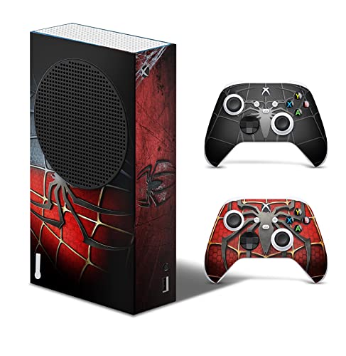 GNG Xbox Series S Konsolen-Gehäuseaufkleber, Motiv: SpiderSpinne Gesicht inklusive 2er-Set mit Aufklebern für Controller