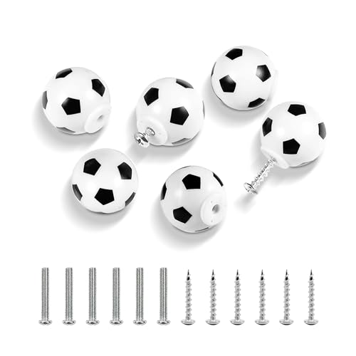 JJWNMLL 6Pcs Sport Thema Dekor Griffe Fußball Kommode Knöpfe Fußball Schublade Knöpfe Möbel Dekoration Zieht Griffe für Kommode Schrank Kleiderschrank Schrank für Kinder und Sportbegeisterte