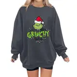 Generisch Grinch Ugly Christmas Sweater Geschenke Für Frauen, Weihnachtspullover Damen Lustig Kuschelpullover Damen Flauschig Grinch Kostüm Shirt Weihnachten Damen Pullover Personalisiert (A13,M)