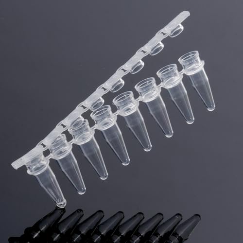 CryoKing PCR-Tubes 0,2 mL, Streifen mit 8 Tuben Klar Mikrozentrifugen-Tube, flache Kappen